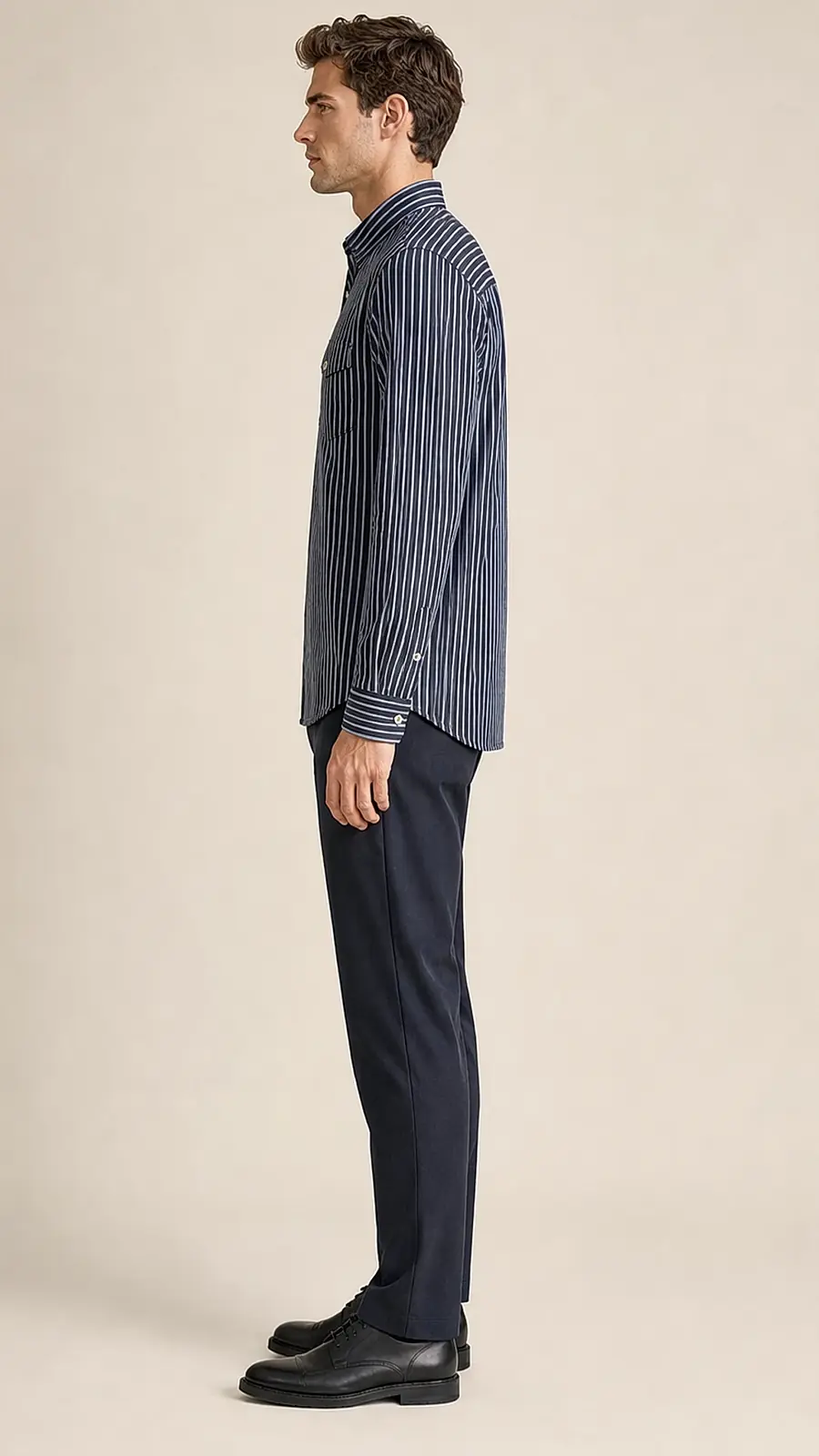 Charcoal Blue Stripe Cotton Shirt
