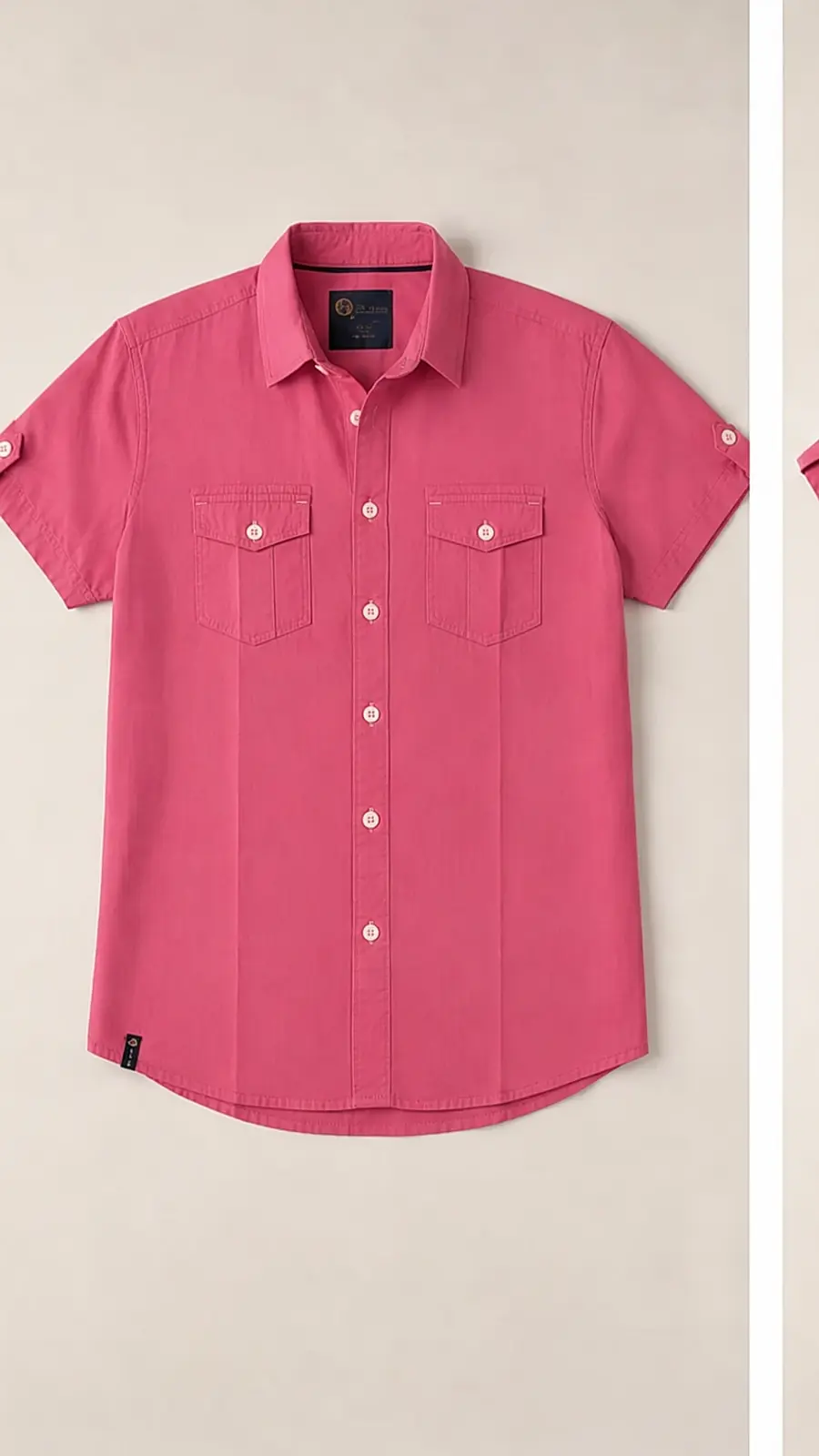 Pink Pigment Dyed Fine Weaved Egyption Cotton Fabric Half Sleeve Casual Shirt