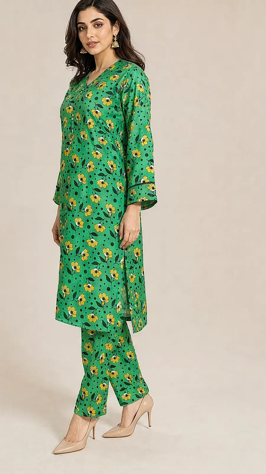 Green_Black 2 Pcs Coord  Soft Cotton Lawn Suit