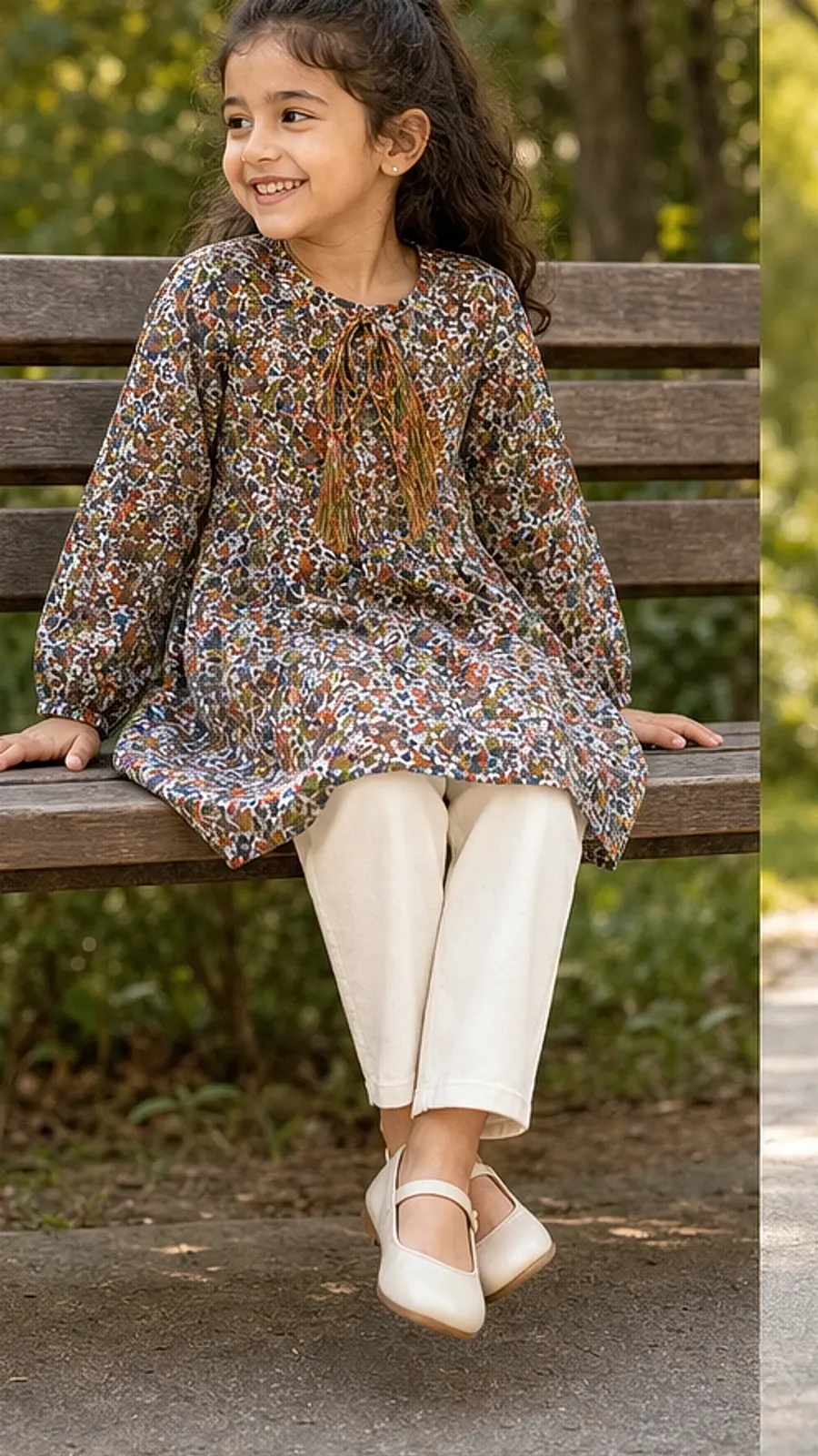 Girls Printed Tunic Pant Co-ord Set