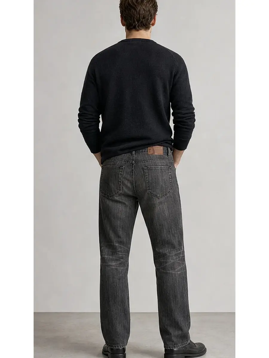 Regid Denim Dark Gray Mens vintage Regular Fit Jeans