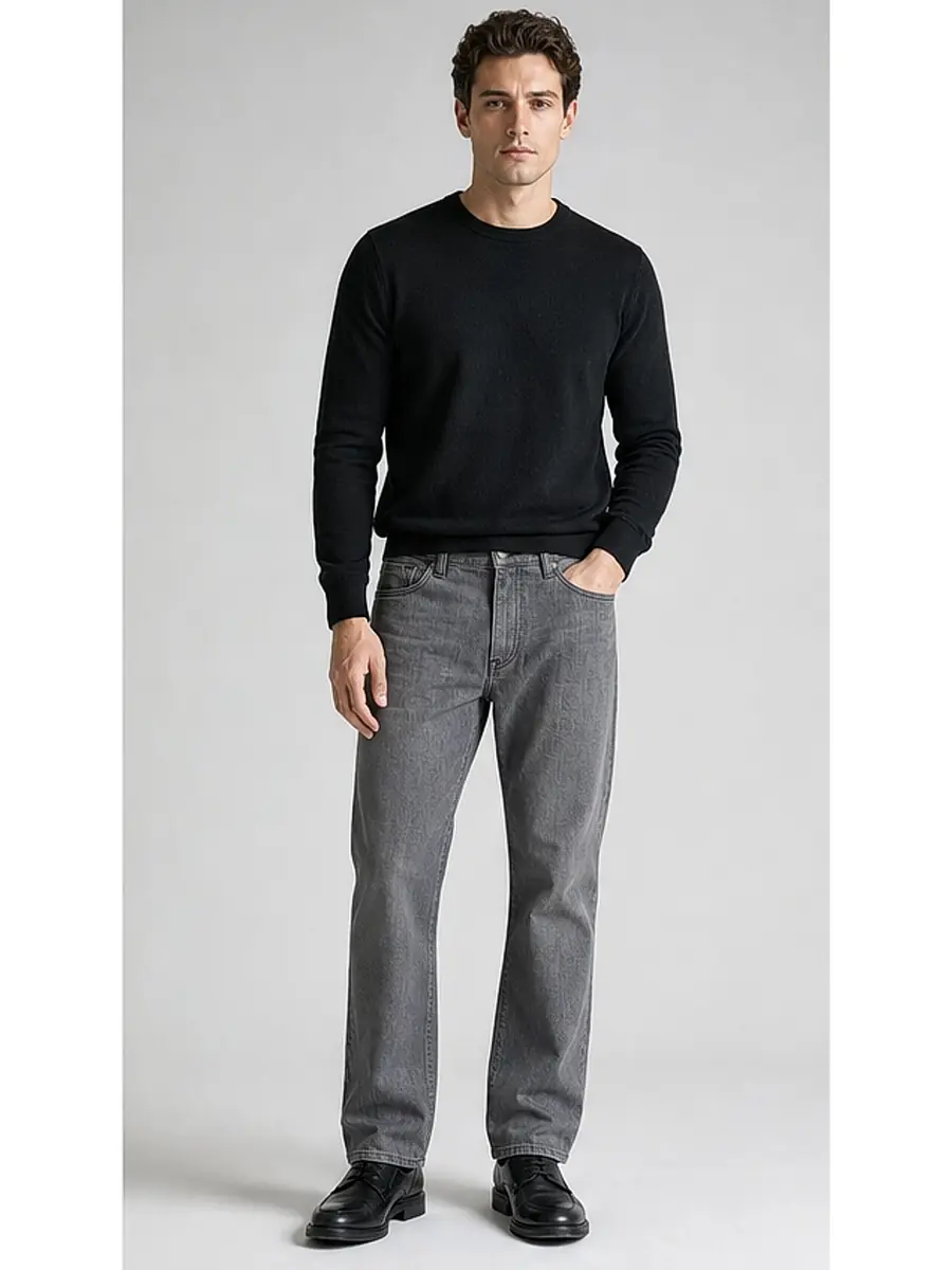 Regid Denim Light Gray Mens vintage Regular Fit Jeans