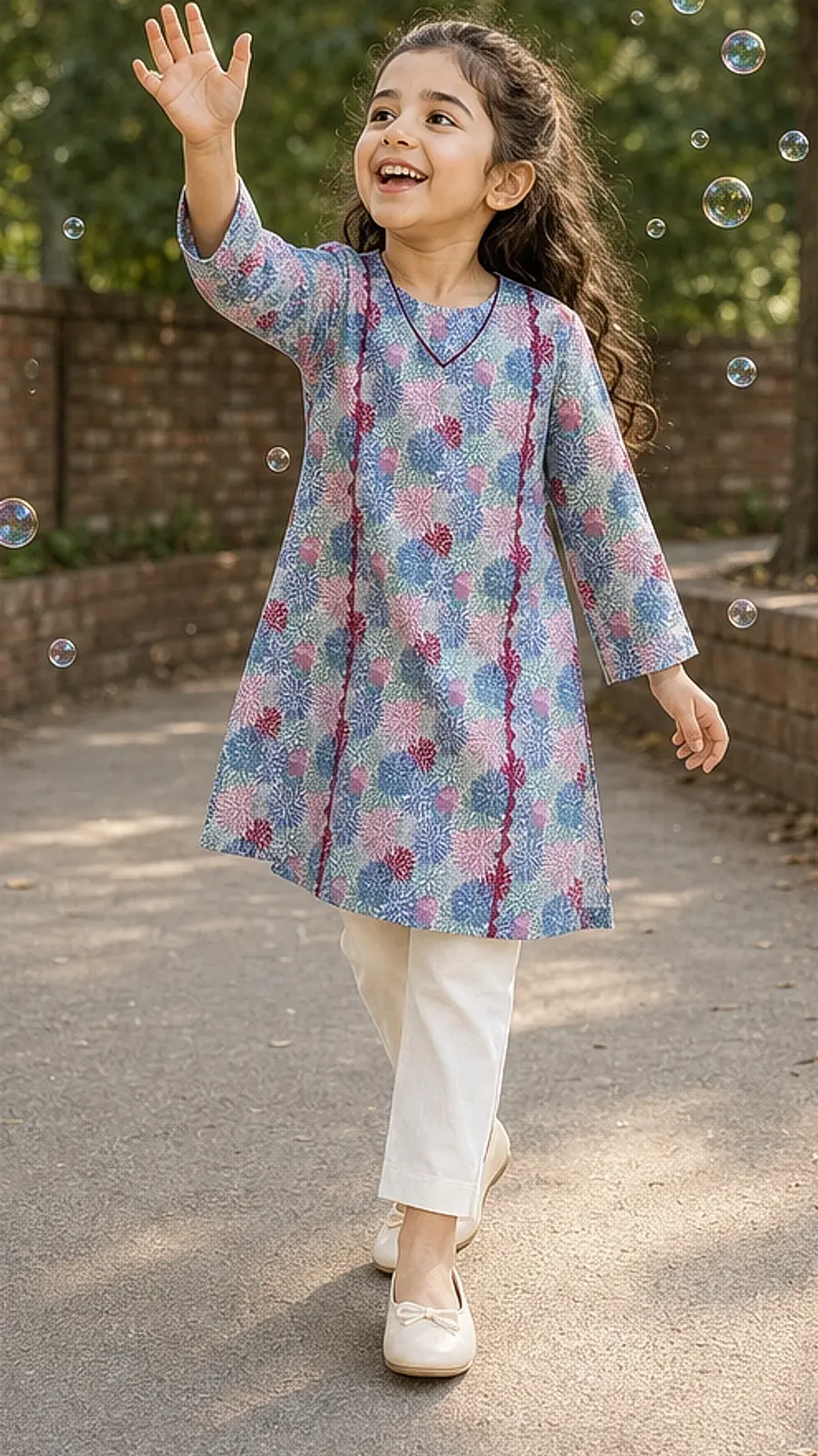 Girls Floral Printed Kurta Trouser Set