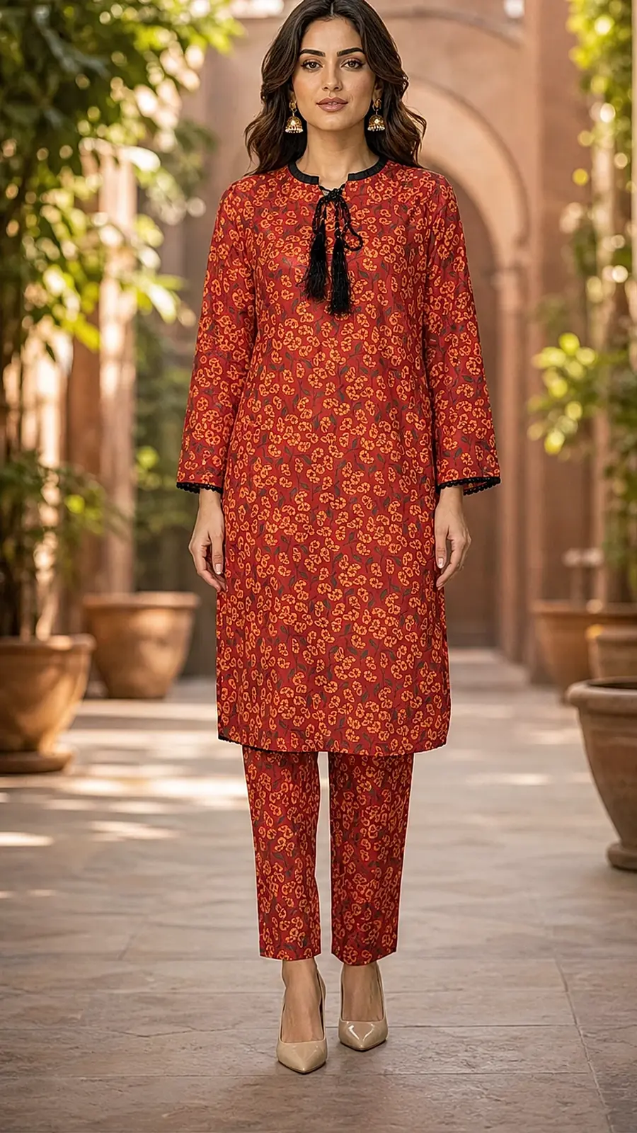 Recipe Women Red Floral Printed Kurta Pant Co-ord Set