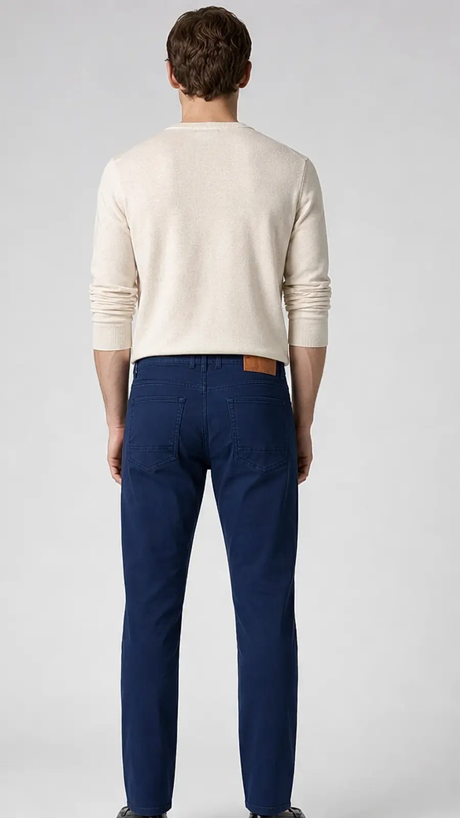 Cotton Poplin  Blue Smart Fit Casual Pant