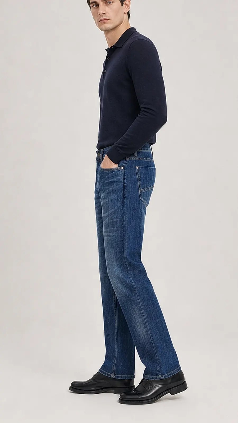 Regid Denim Medium Blue Mens vintage Straight Fit Jeans