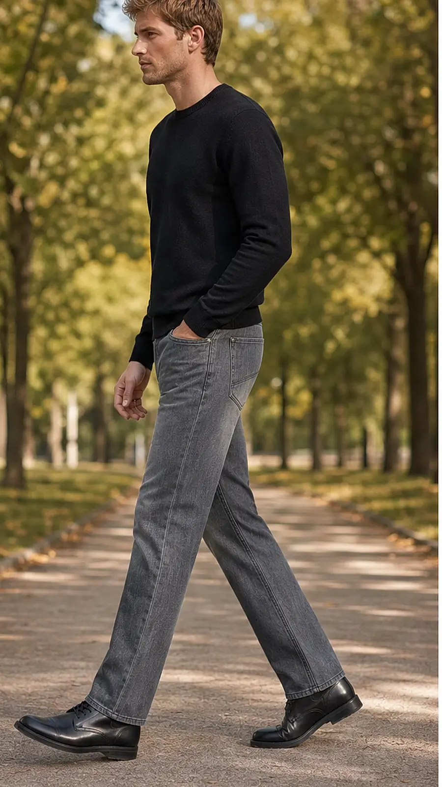 Men's Washed Grey Straight Fit Jeans