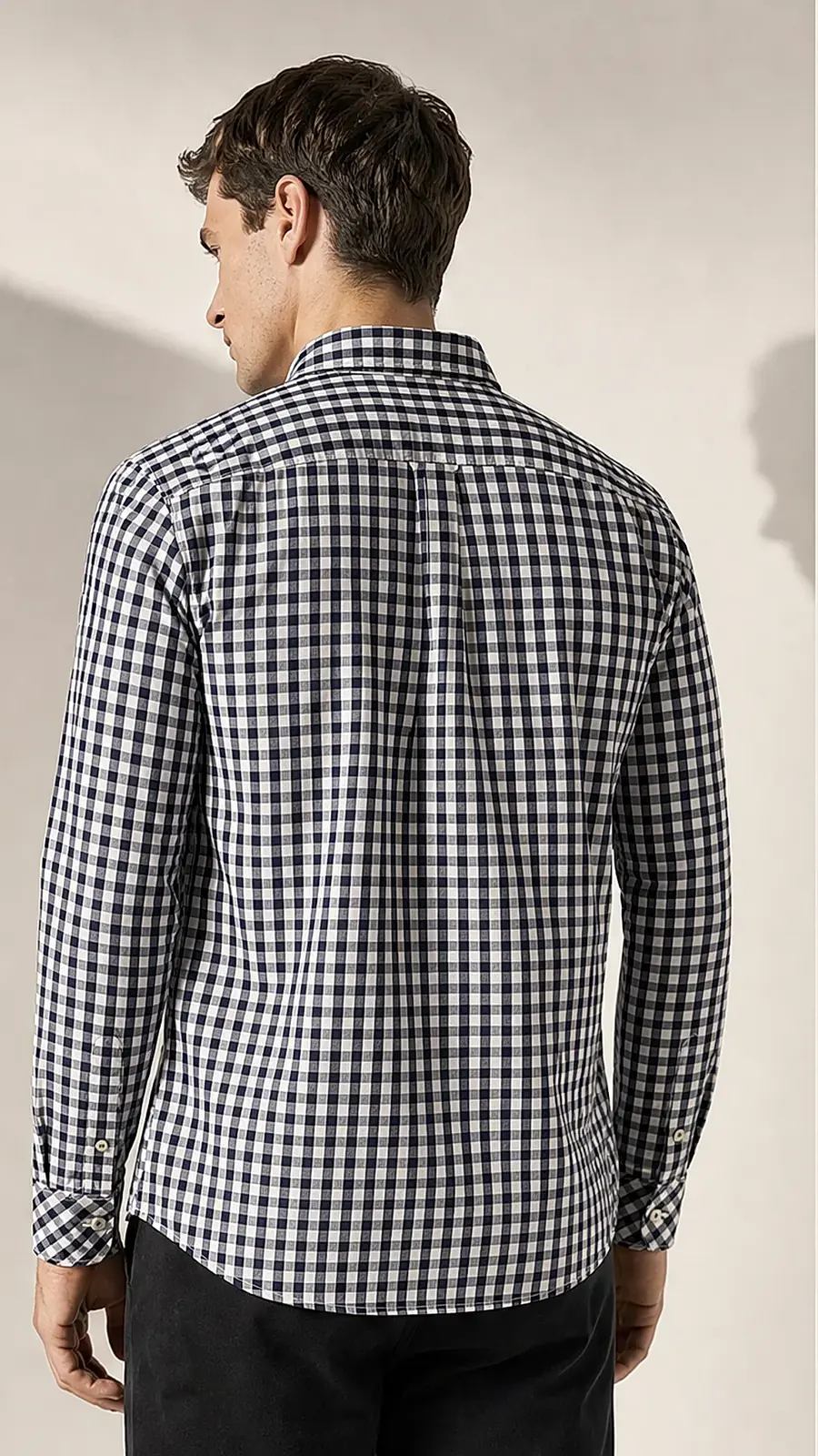 Navy_Black_white yarn dyed fine weaved Cotton Fabric soft Casual Shirt