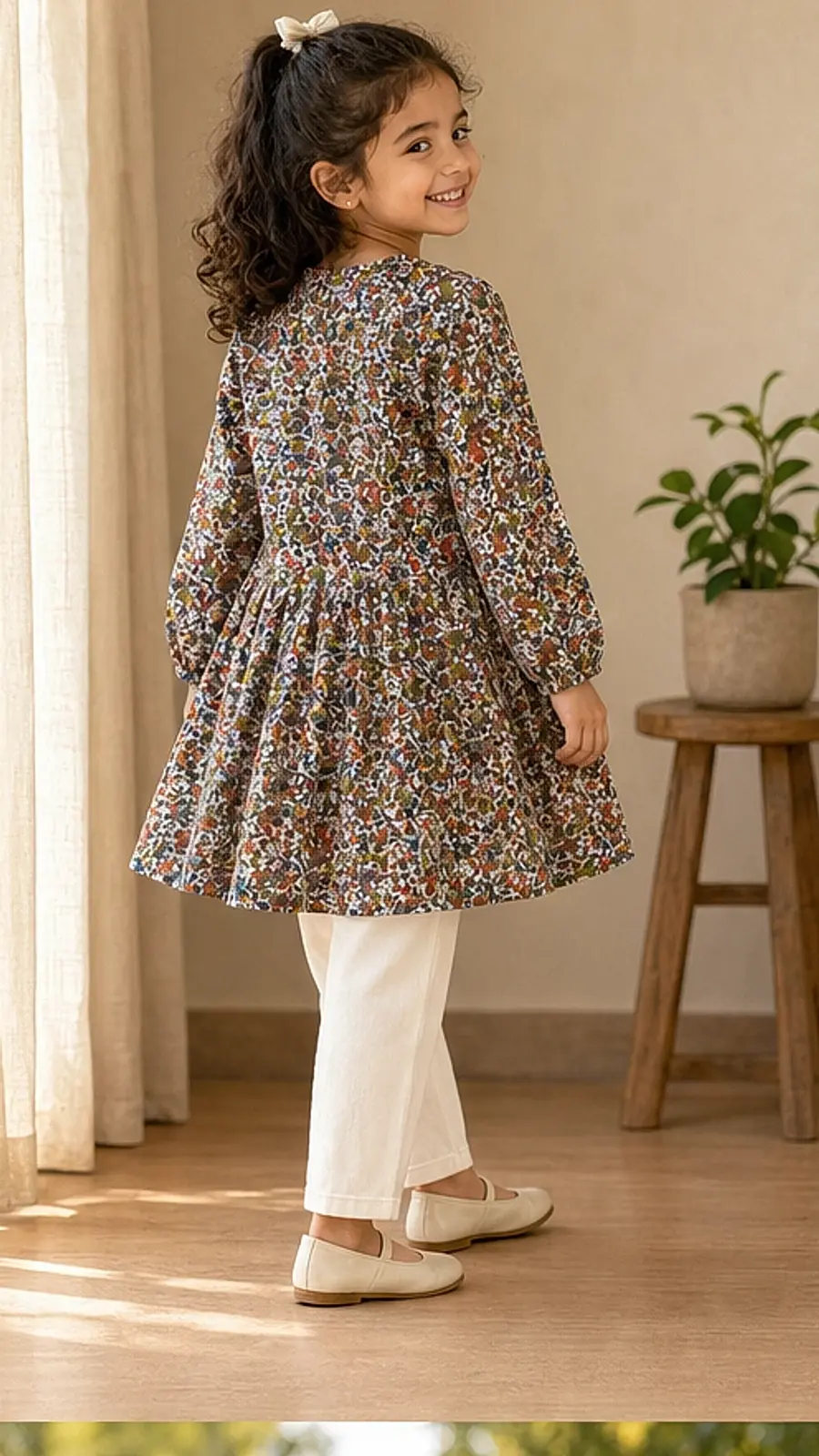 Girls Printed Tunic Pant Co-ord Set