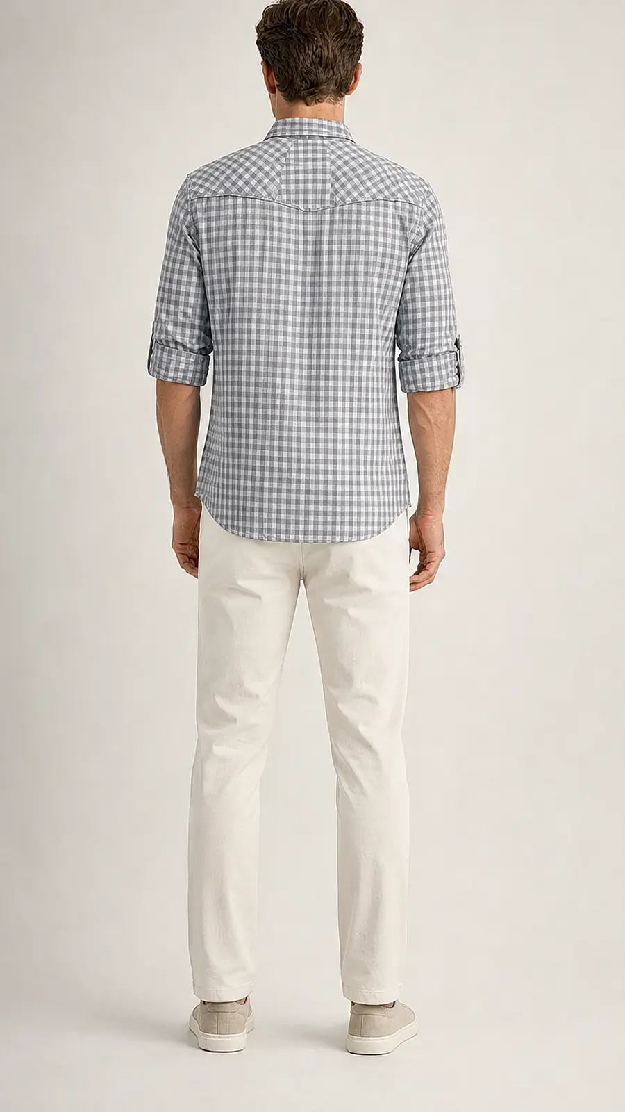 Gray White Gingum Check Egyption Cotton Shirt