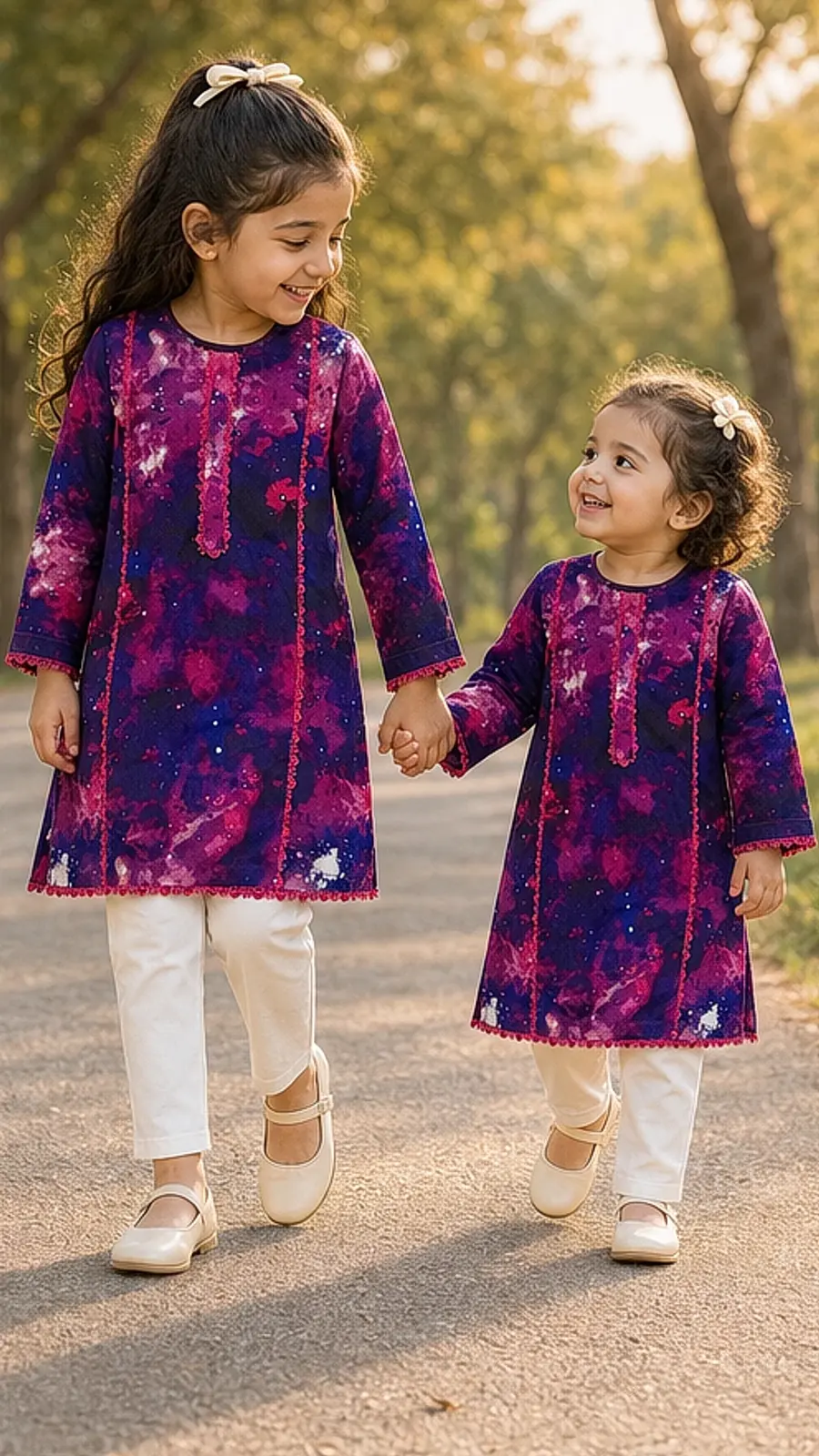 Girls Galaxy Print Kurta Pant Set