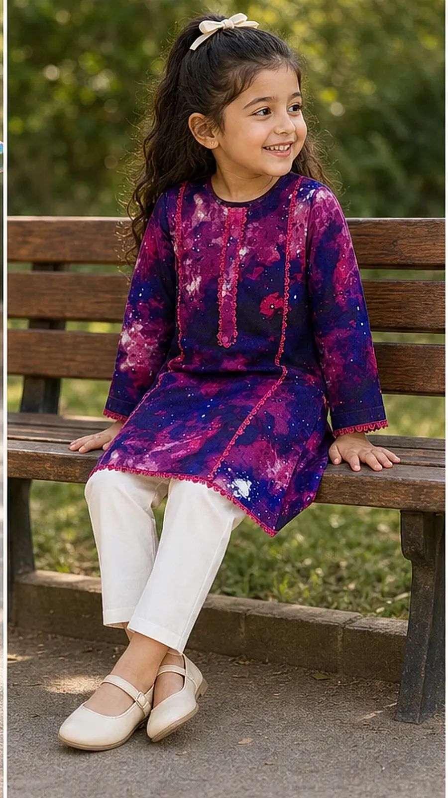 Girls Galaxy Print Kurta Pant Set