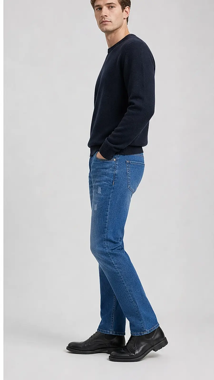 Stretch Denim Indigo Blue Mens vintage Stretch Denim Jeans Pant Slim Fit