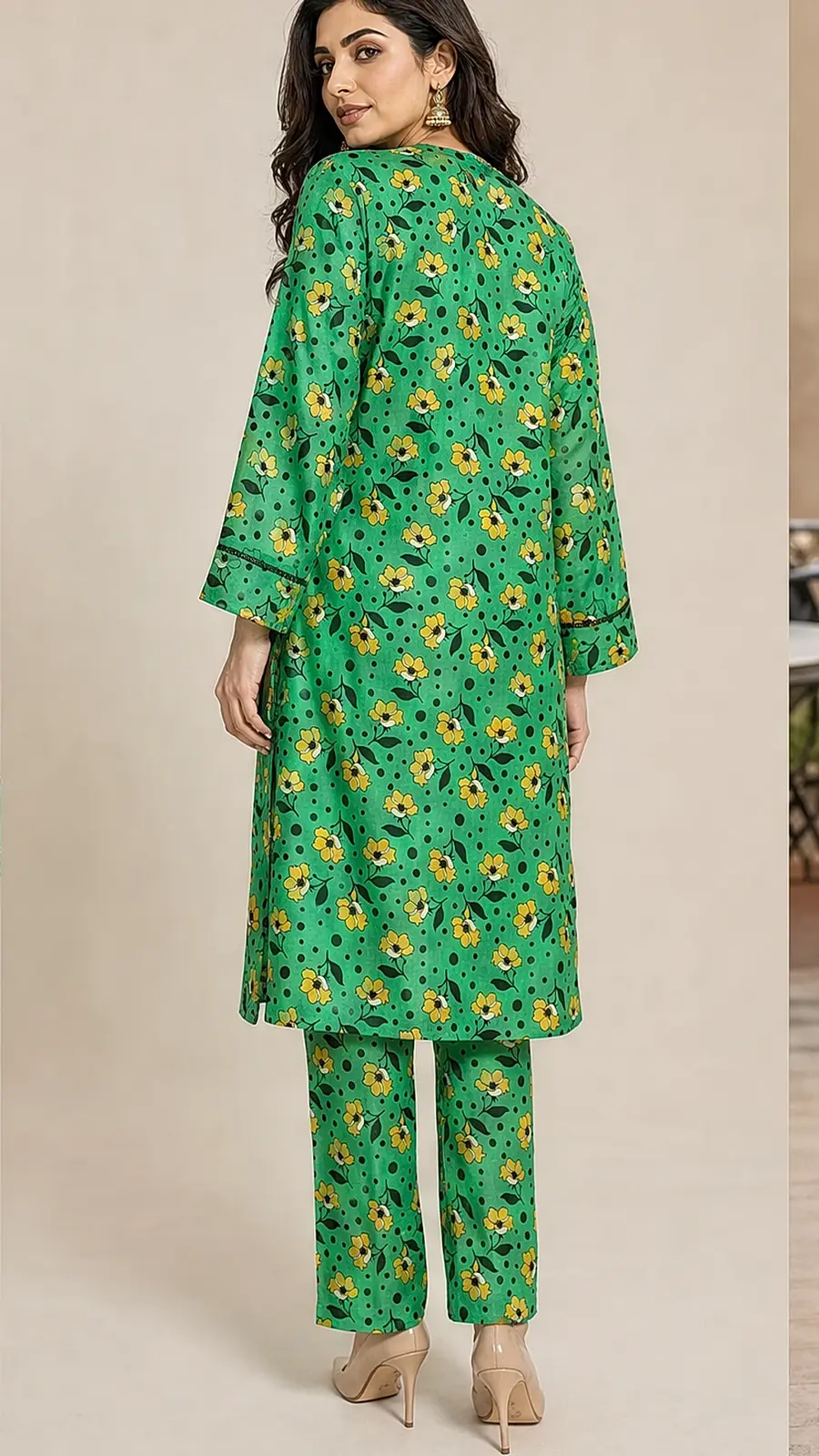Green_Black 2 Pcs Coord  Soft Cotton Lawn Suit