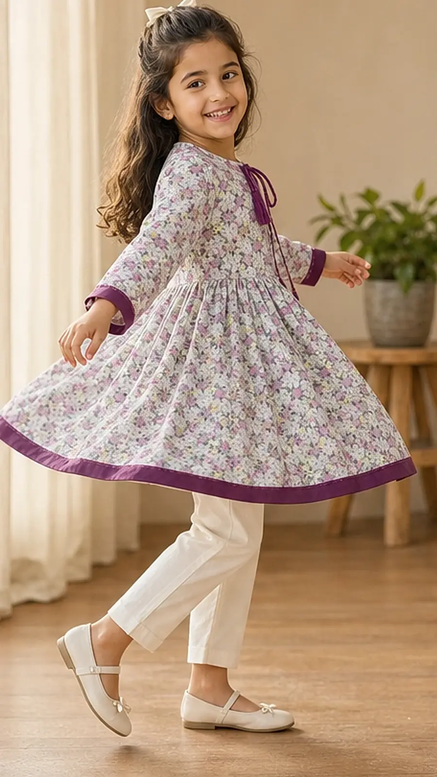 Girls Floral Printed Kurta Trouser Set
