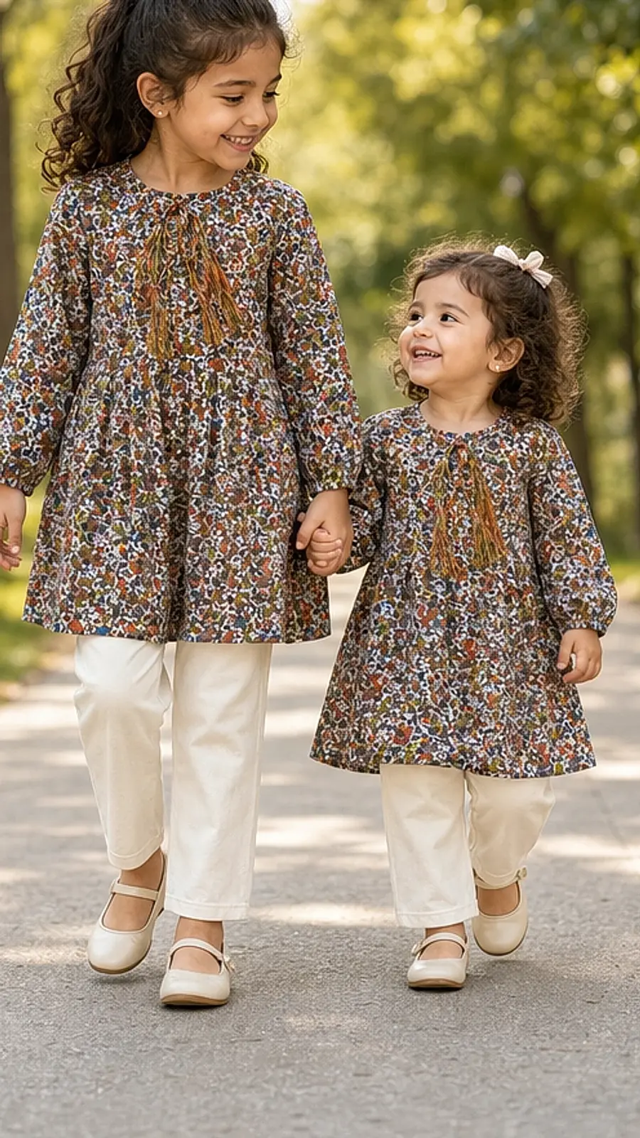 Girls Printed Tunic Pant Co-ord Set