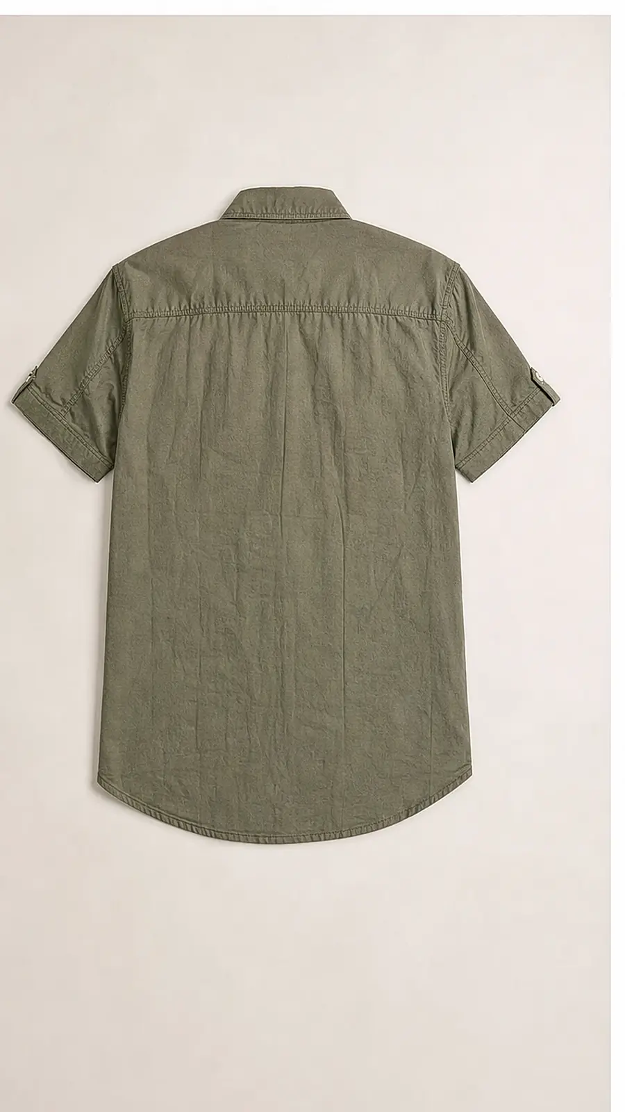 Olive Pigment Dyed Fine Weaved Egyption Cotton Fabric Half Sleeve Casual Shirt
