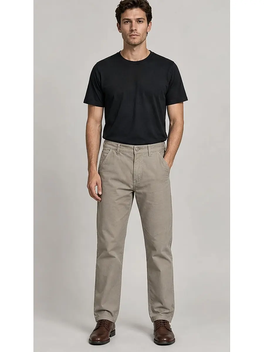 Men's Regular Fit Beige Casual Pants