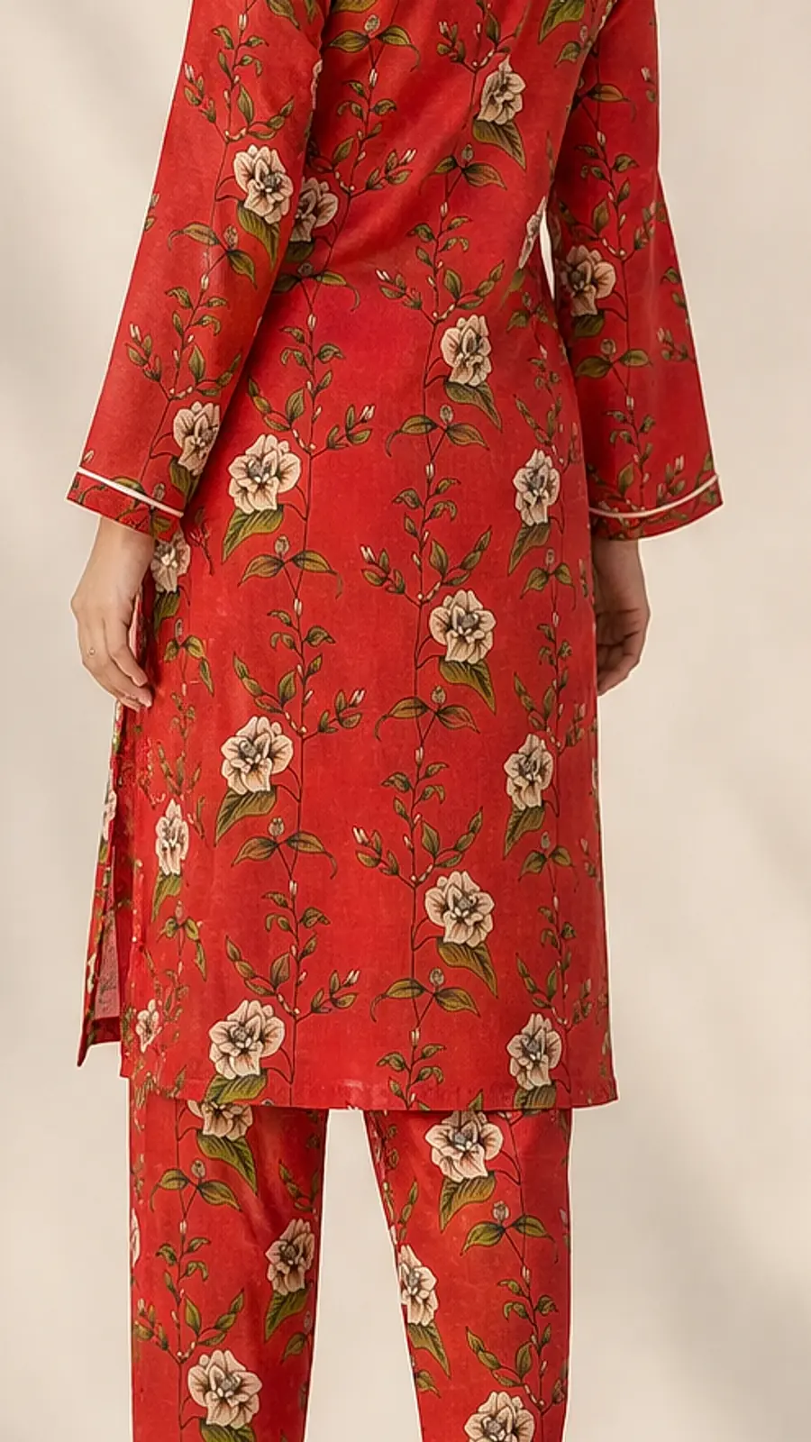Red_Green 2 Pcs Coord  Soft Cotton Lawn Suit