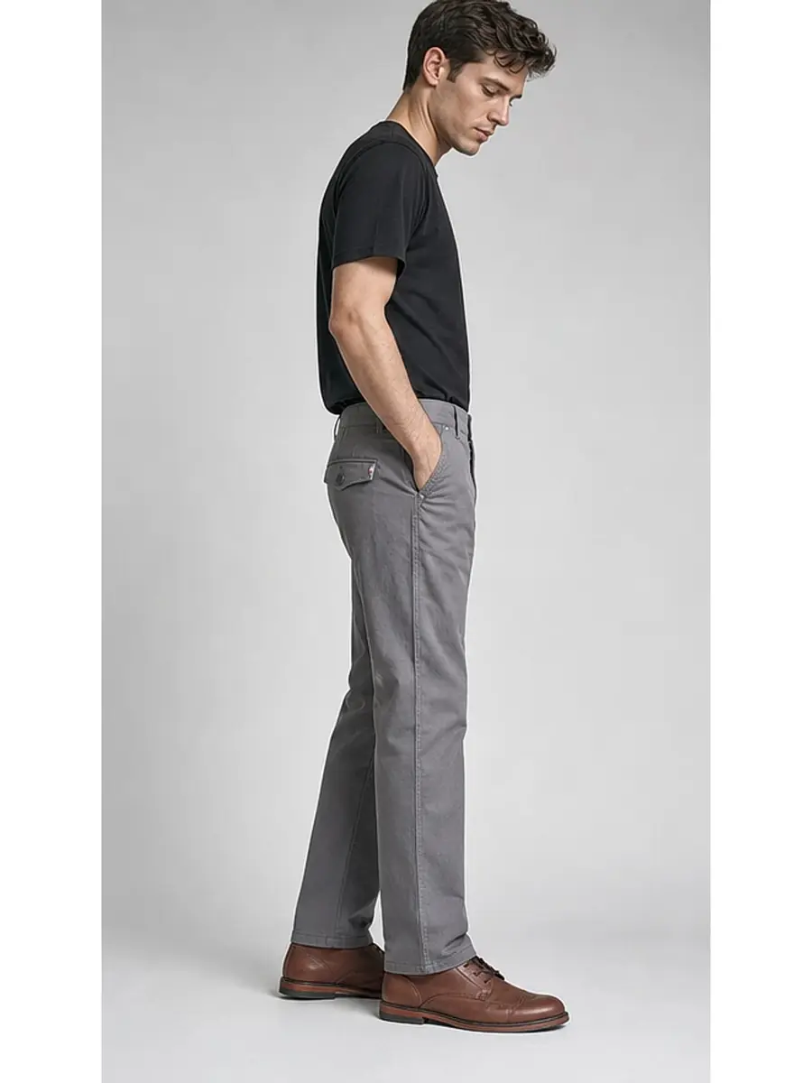 Cotton Canvas Gray Peach Finish Regular Fit Casual Pant