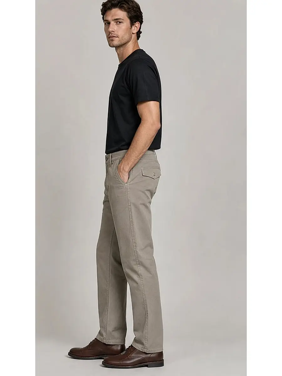 Men's Regular Fit Beige Casual Pants