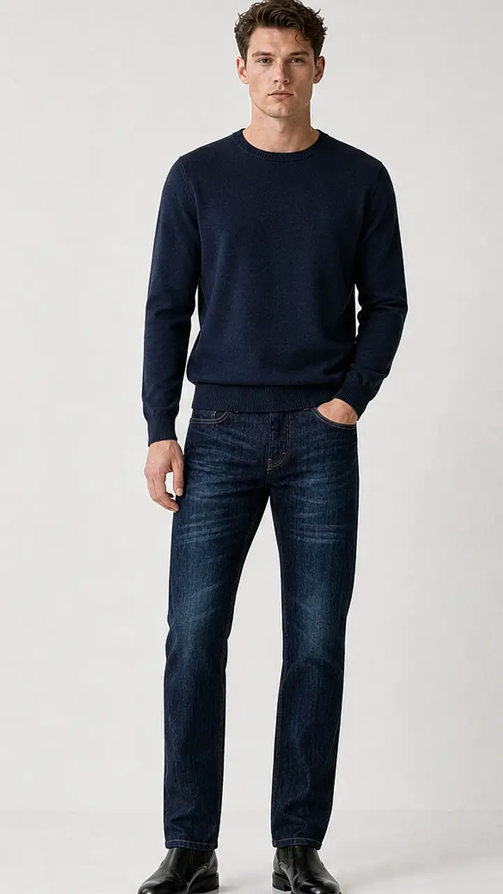 Regid Denim Dark Blue Mens vintage Straight Fit Jeans