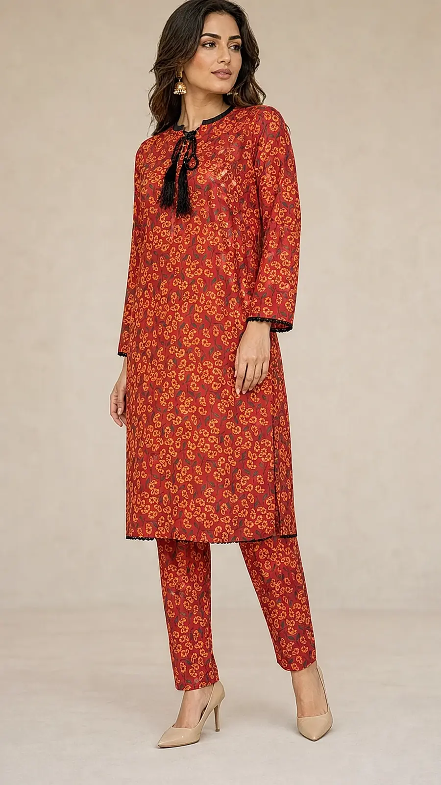 Recipe Women Red Floral Printed Kurta Pant Co-ord Set