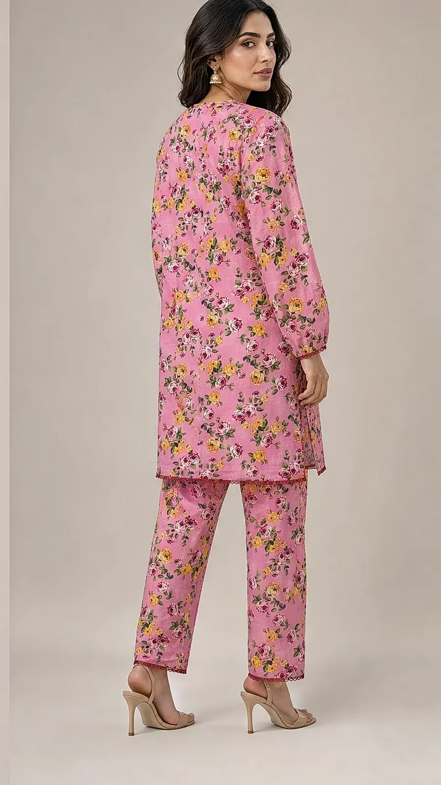 Pink_Yellow 2 Pcs Coord  Soft Cotton Lawn Suit