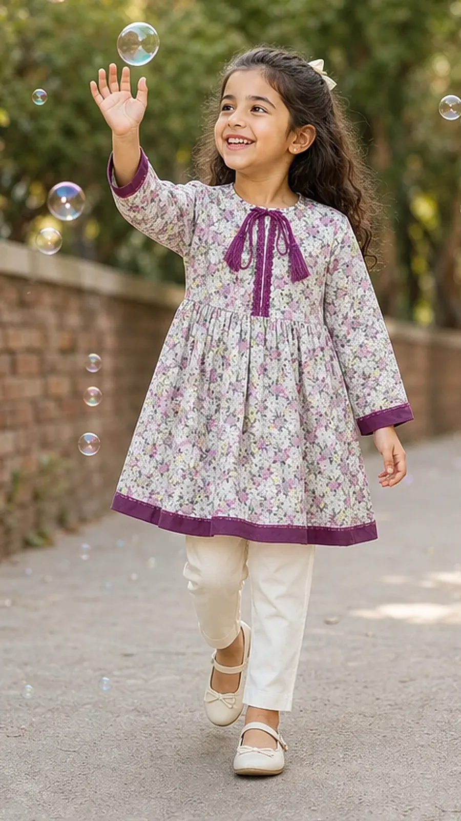 Girls Floral Printed Kurta Trouser Set