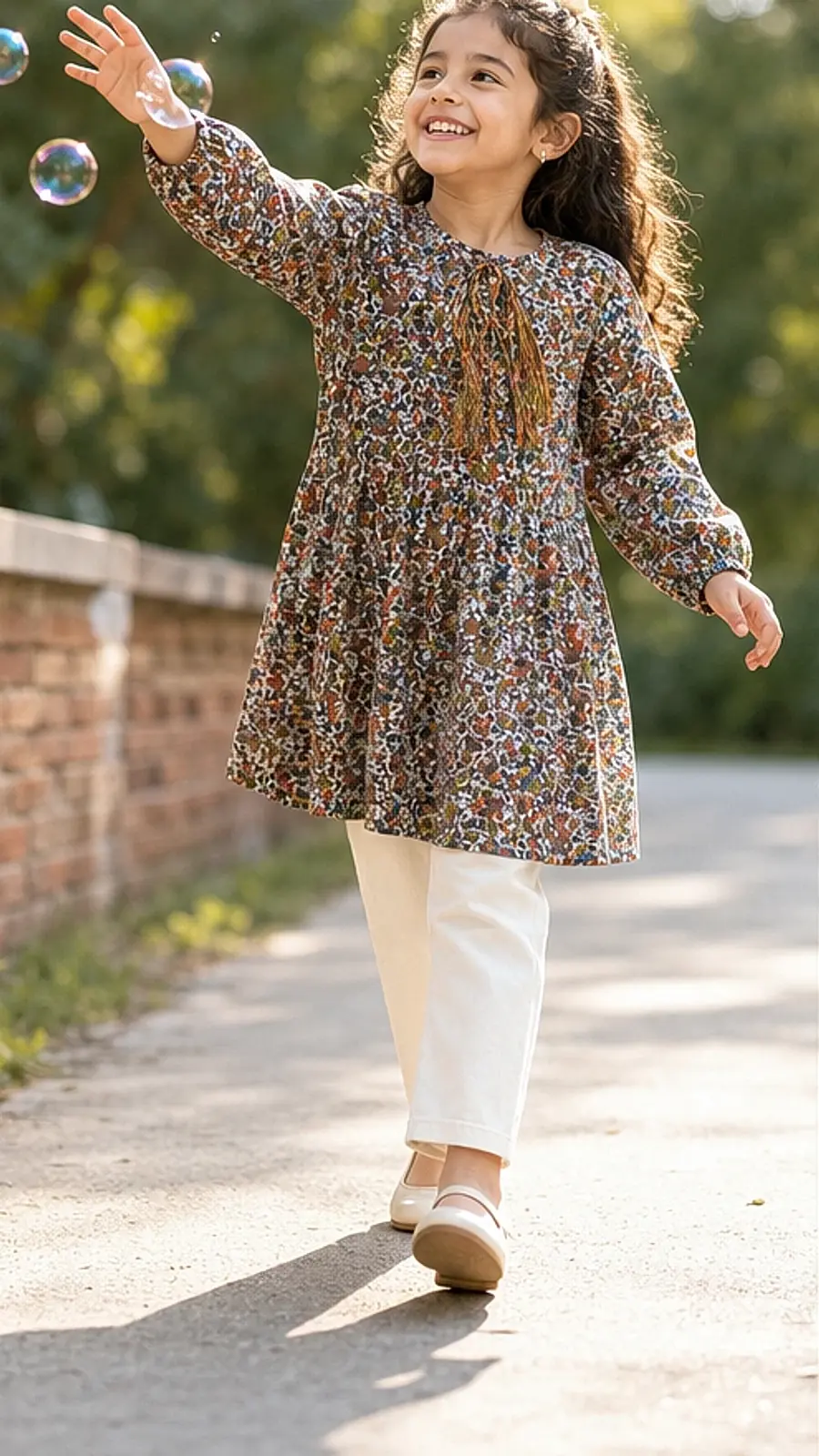 Girls Printed Tunic Pant Co-ord Set