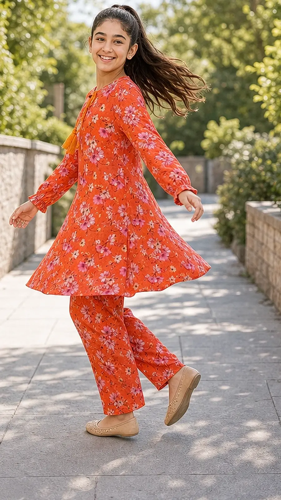 Girls Floral Tassel Co-Ord Set