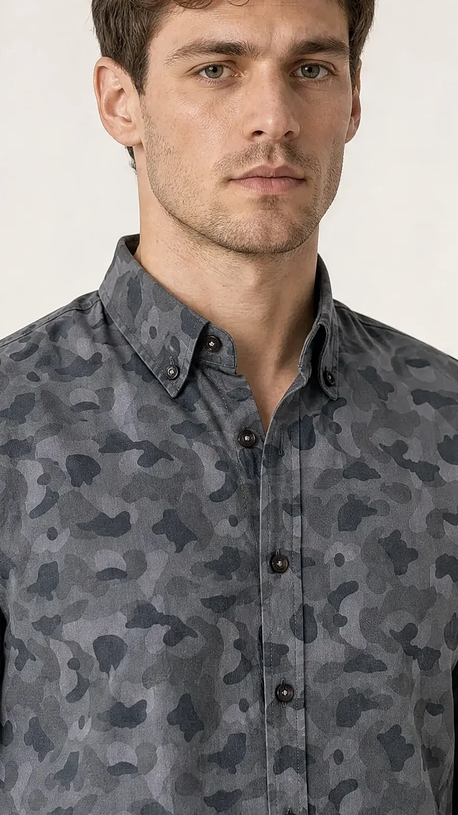 Recipe Men's Grey Camouflage Full Sleeve Casual Shirt