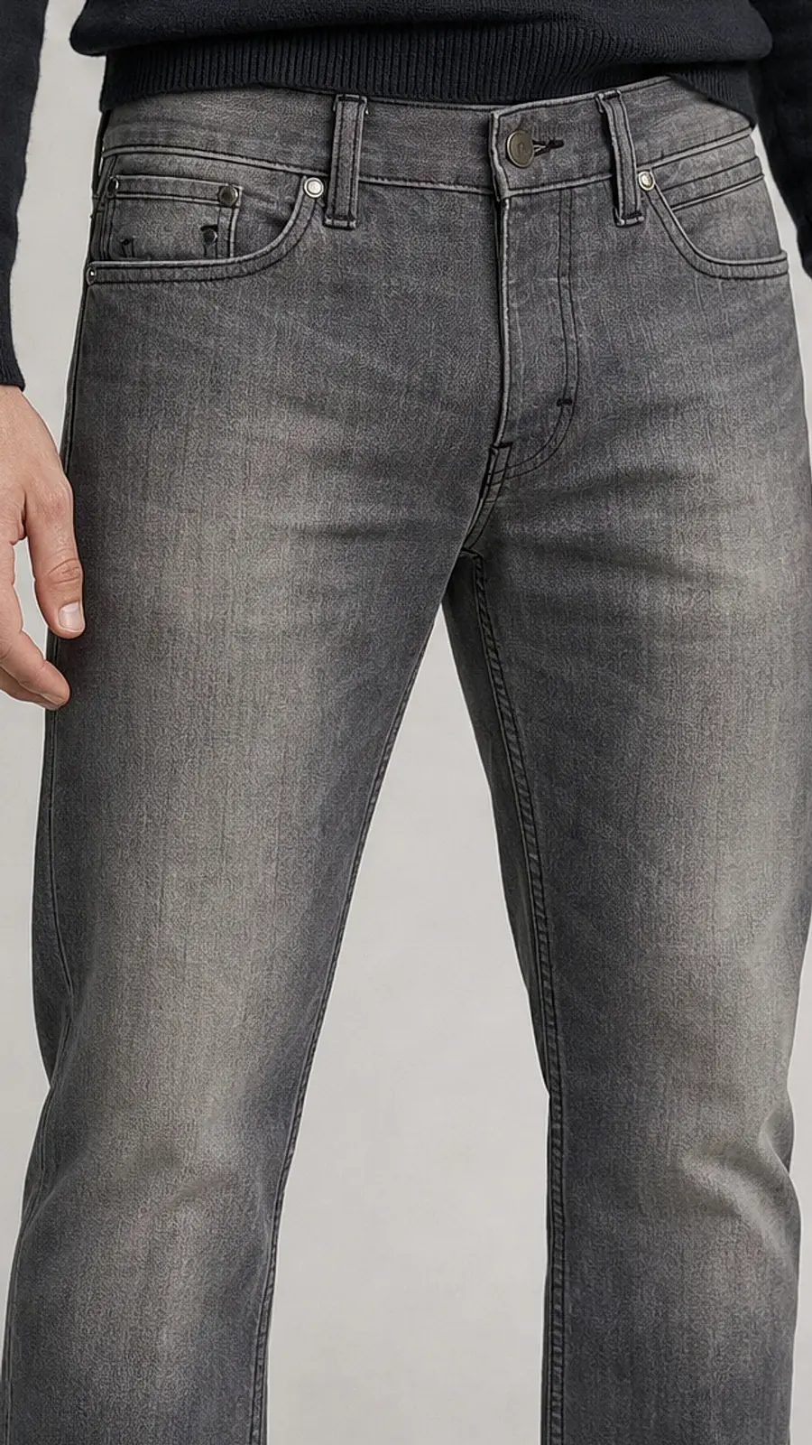 Regid Denim Gray Mens vintage Straight Fit Jeans