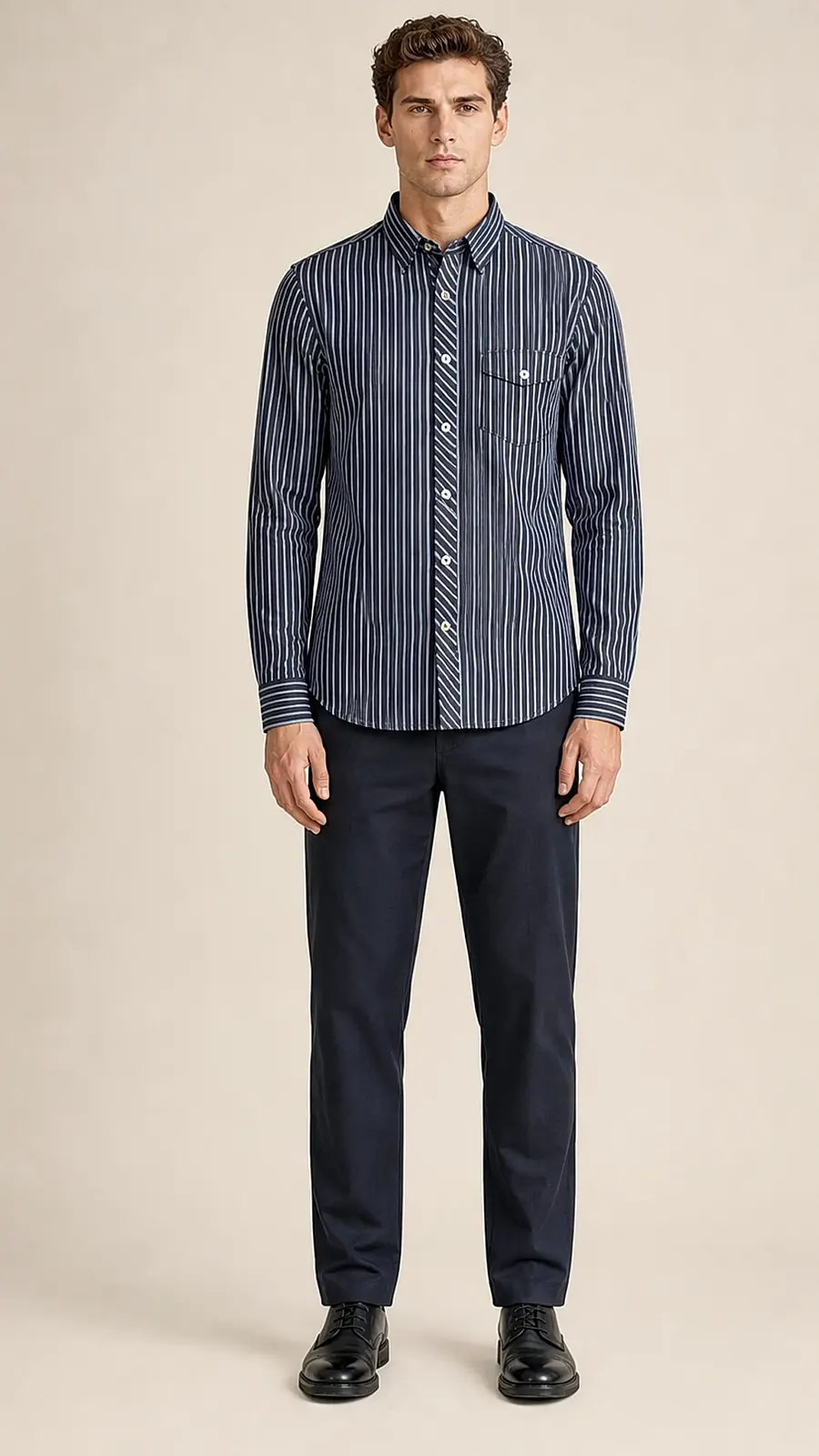 Charcoal Blue Stripe Cotton Shirt