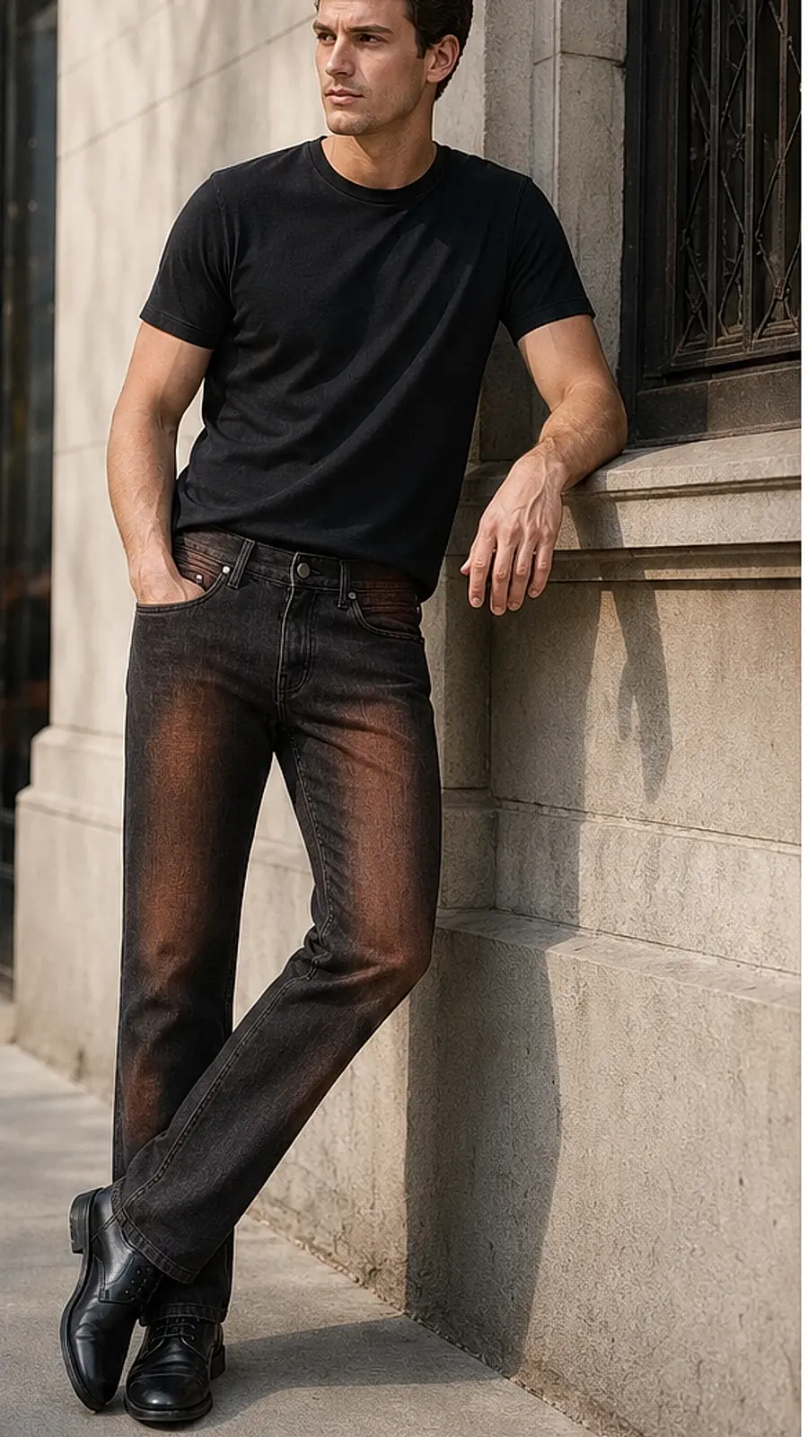 Men's Vintage Straight Fit Brown Denim Jeans