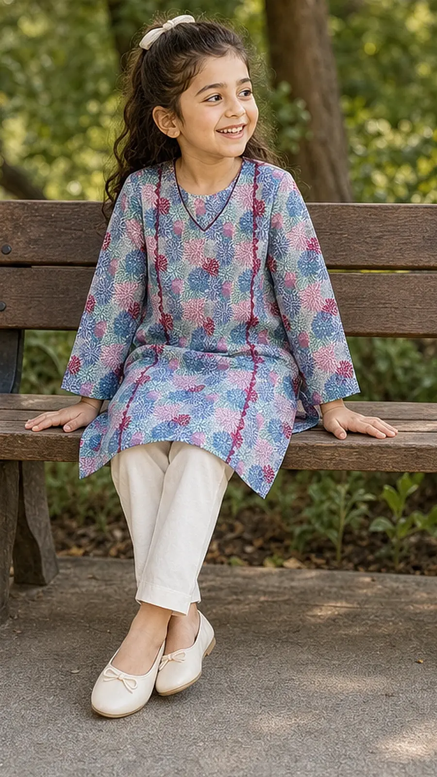 Girls Floral Printed Kurta Trouser Set