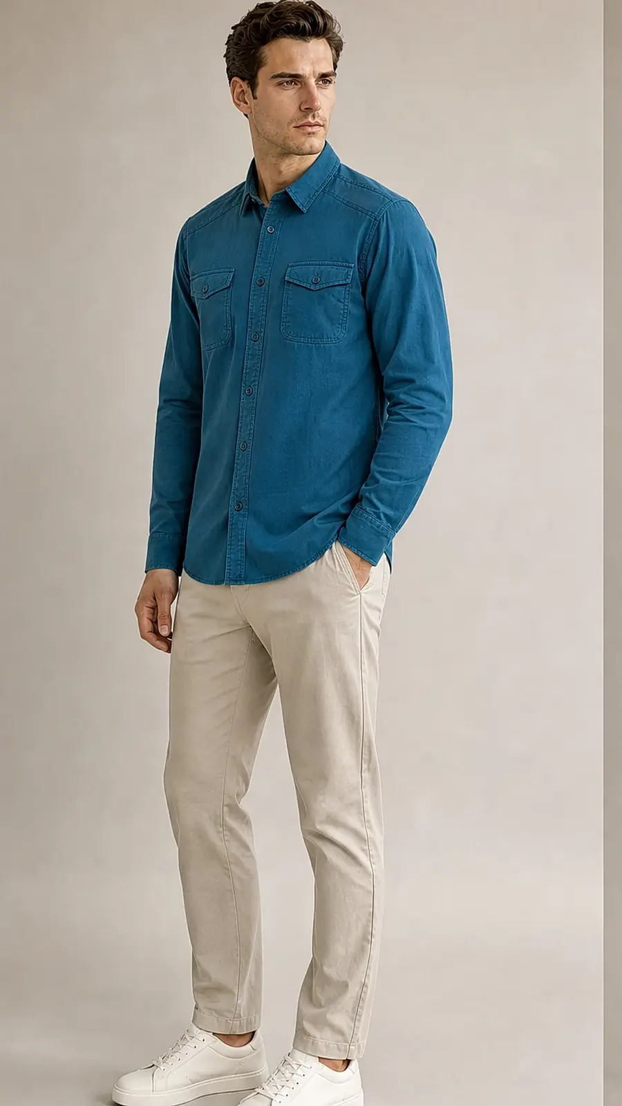 Denim Blue Pigment Dyed Egyption Cotton Shirt
