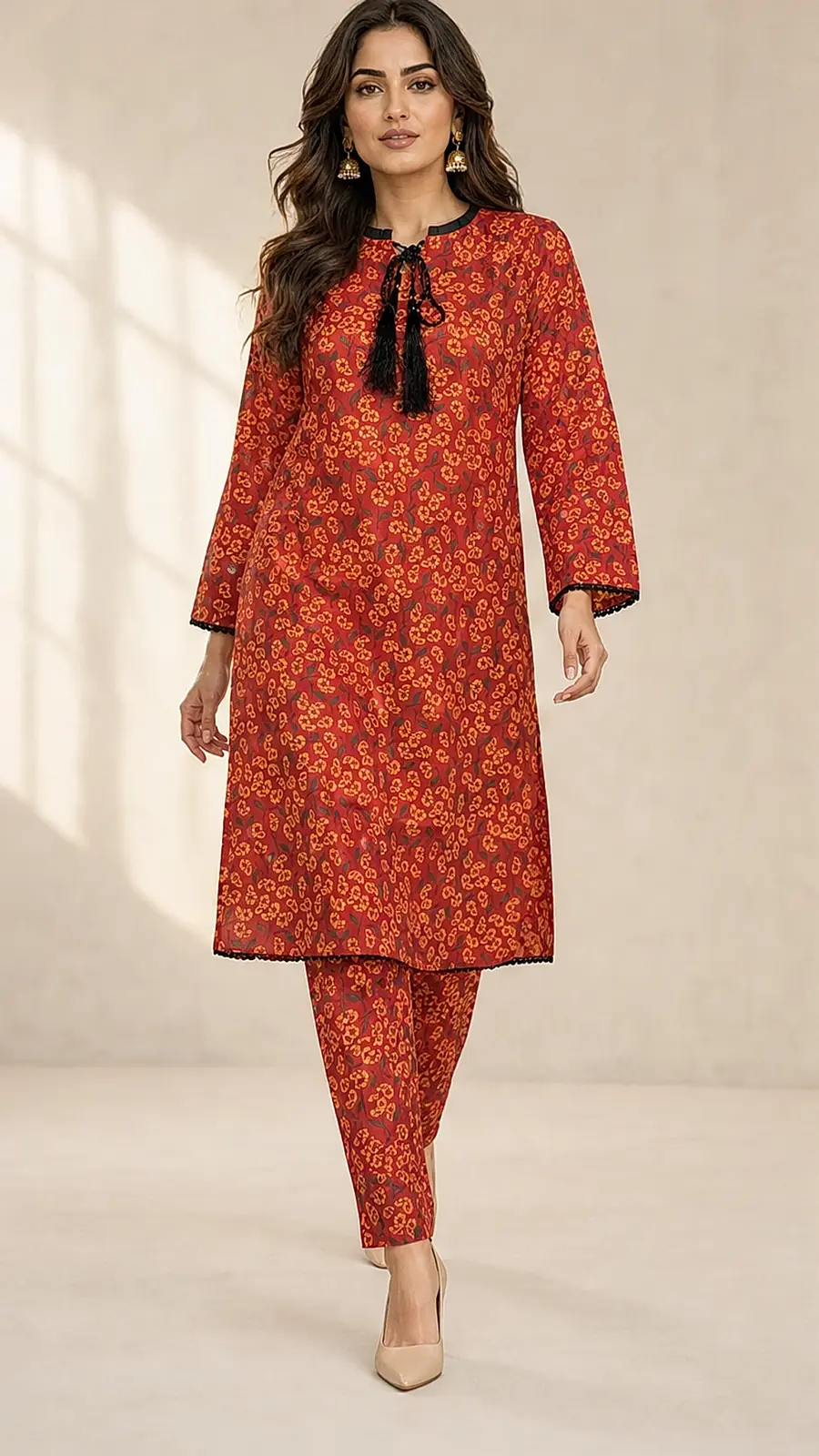 Recipe Women Red Floral Printed Kurta Pant Co-ord Set
