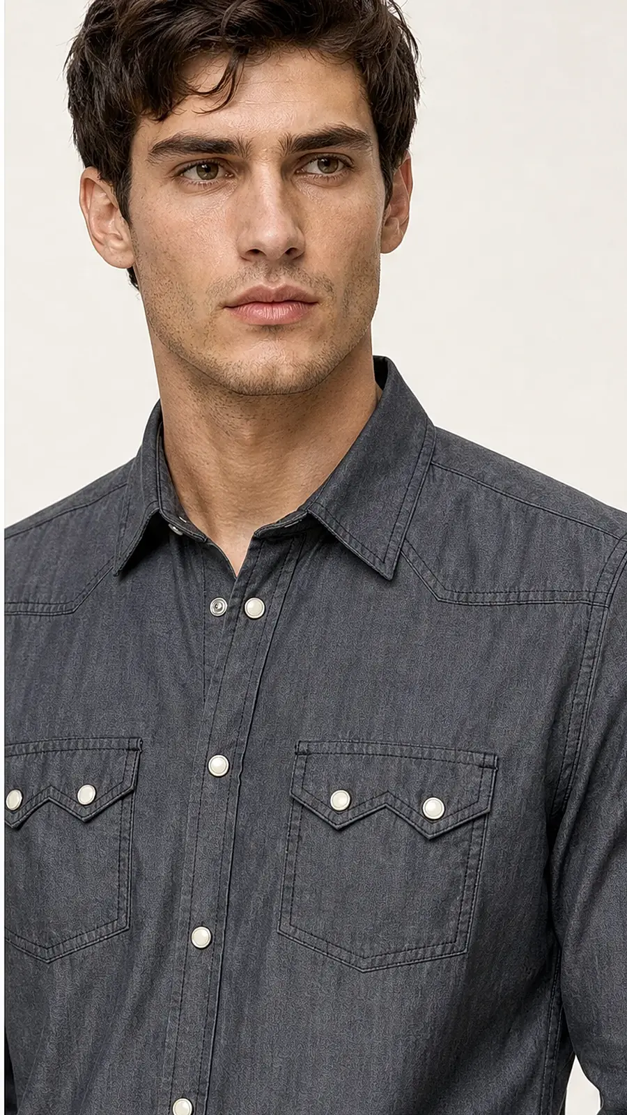 Recipe Men's Charcoal Subtle Print Long Sleeve Shirt