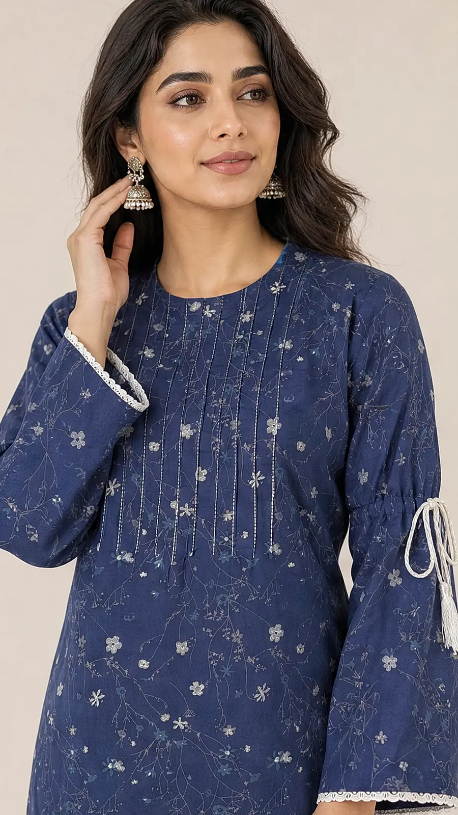 Navy_White 2 Pcs Coord  Soft Cotton Lawn Suit