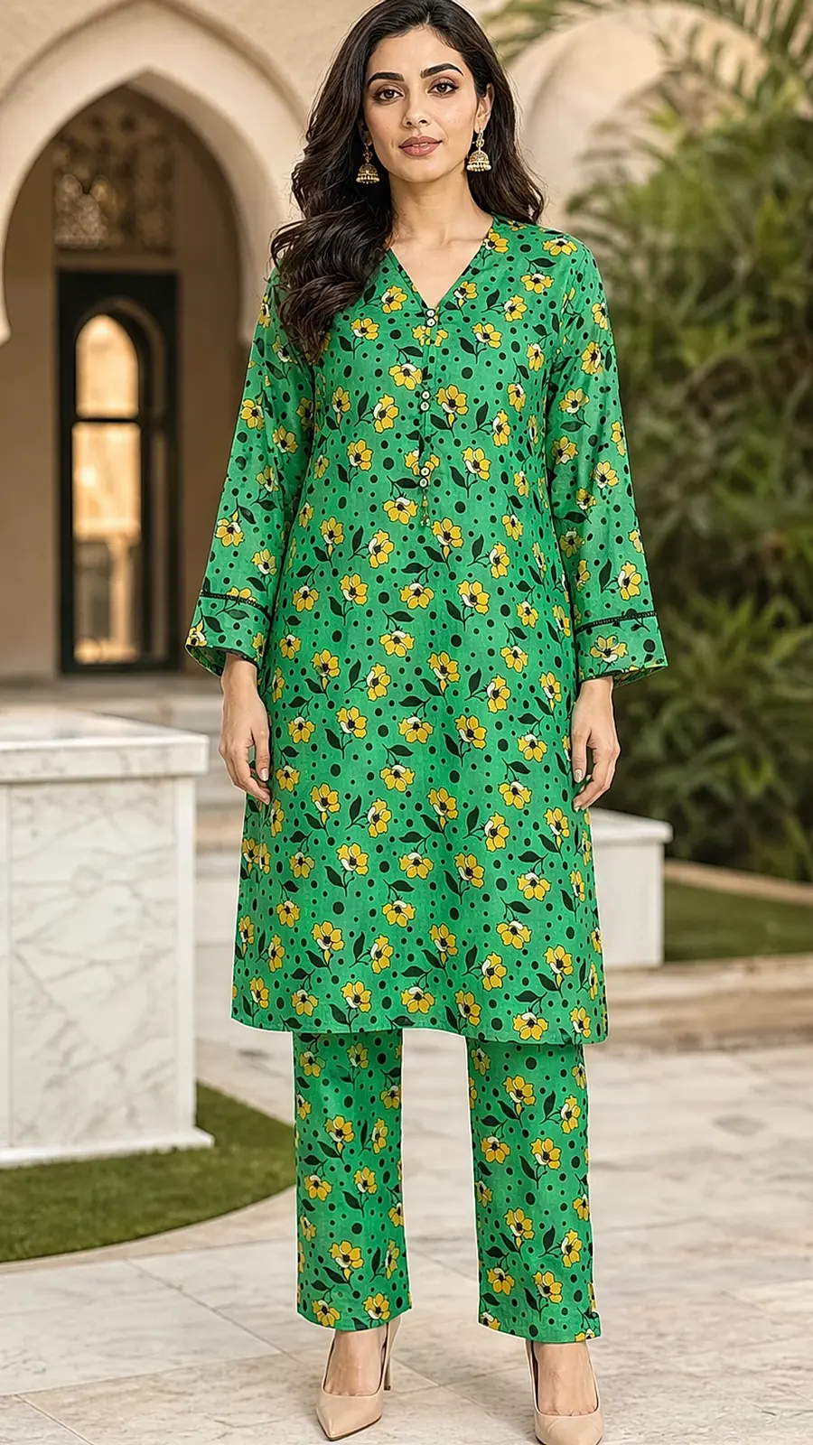 Green_Black 2 Pcs Coord  Soft Cotton Lawn Suit
