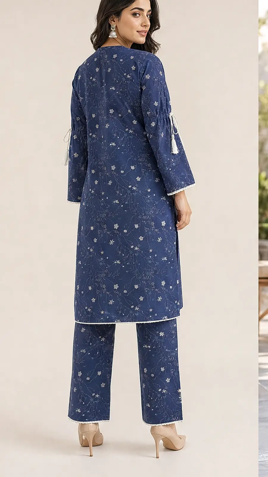 Navy_White 2 Pcs Coord  Soft Cotton Lawn Suit
