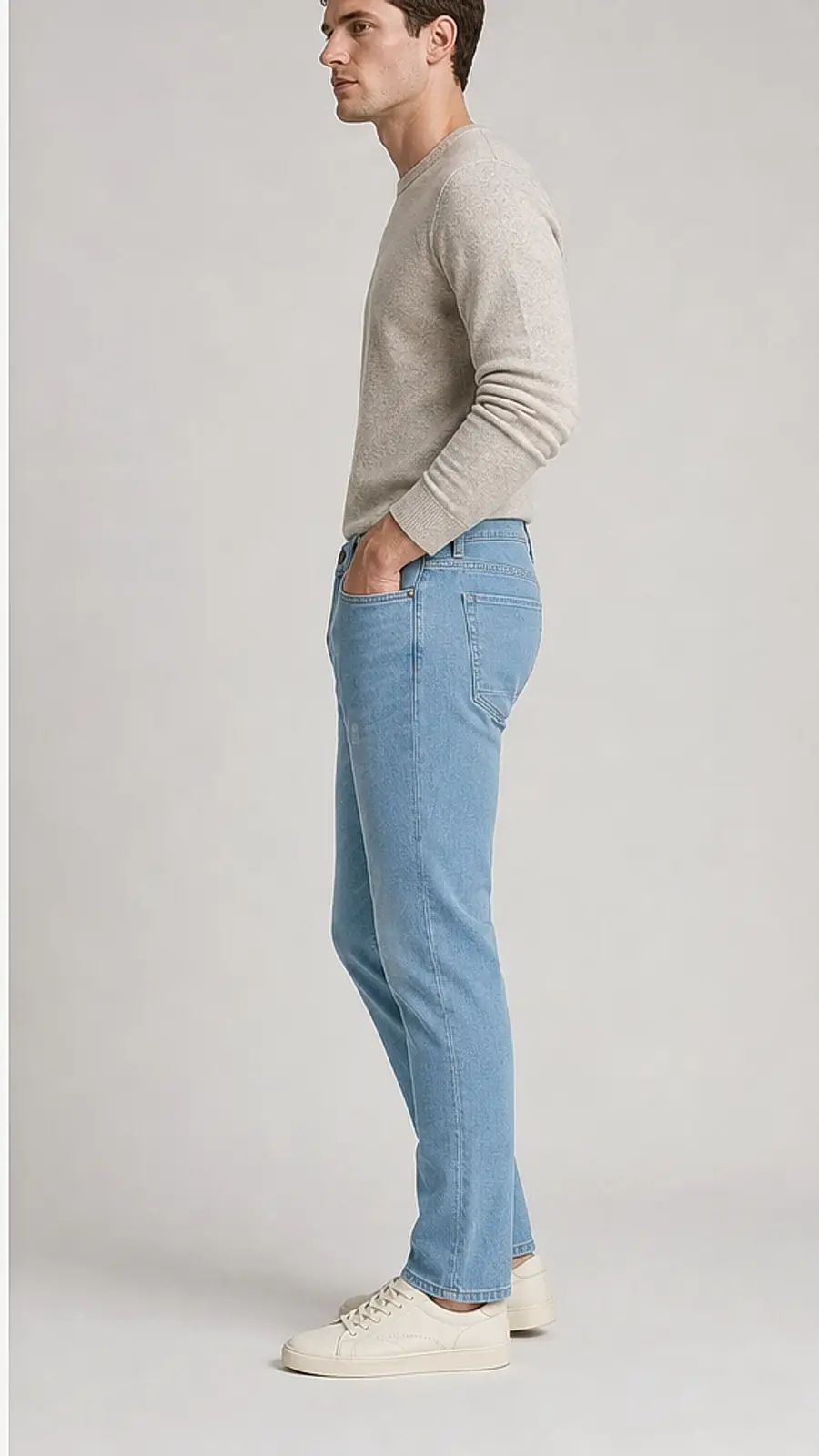 Stretch Denim Light Blue Mens vintage Stretch Denim Jeans Pant Slim Fit