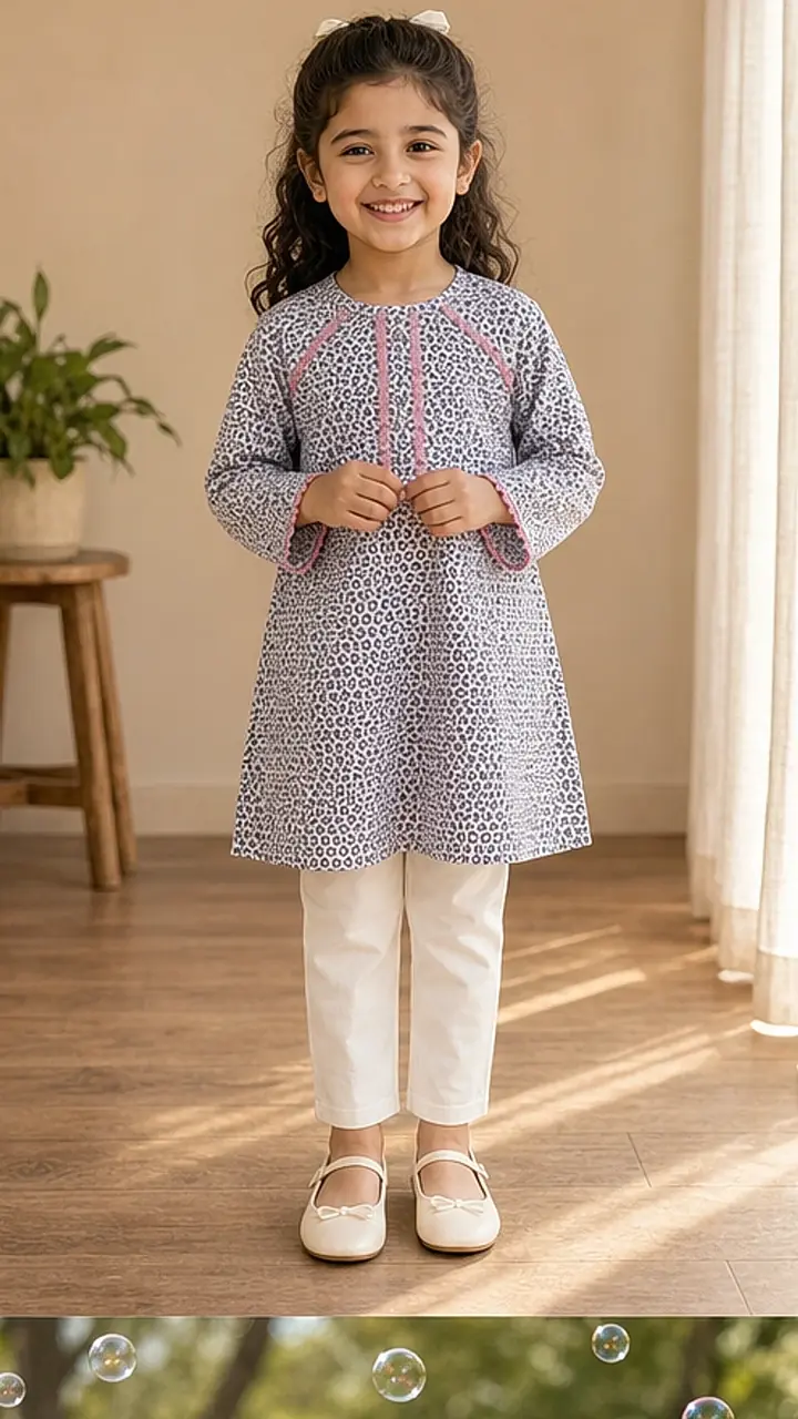 Girls Printed Kurta Pant Co-ord Set