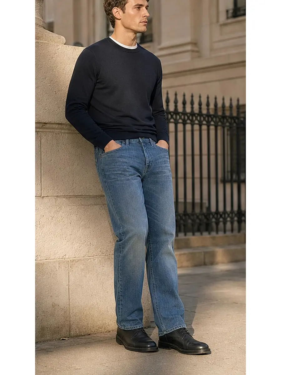 Regid Denim Light Blue Mens vintage Regular Fit Jeans