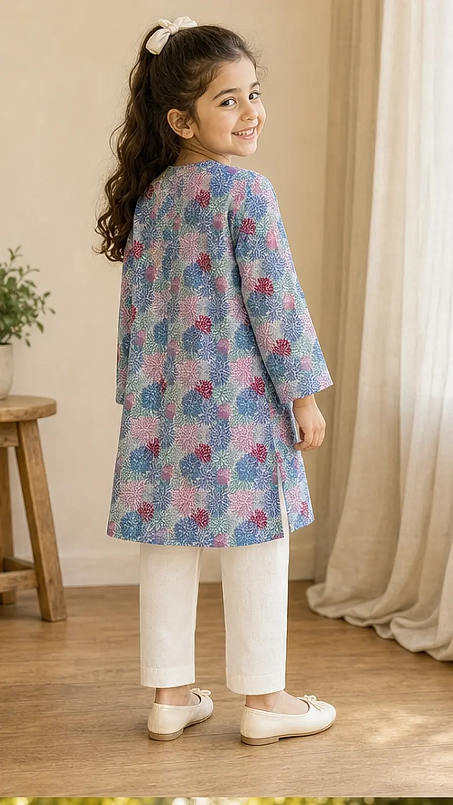 Girls Floral Printed Kurta Trouser Set