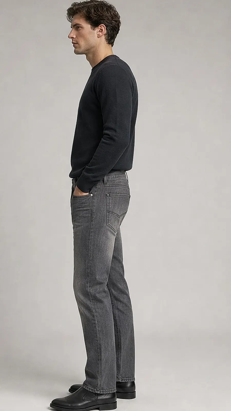 Regid Denim Gray Mens vintage Straight Fit Jeans