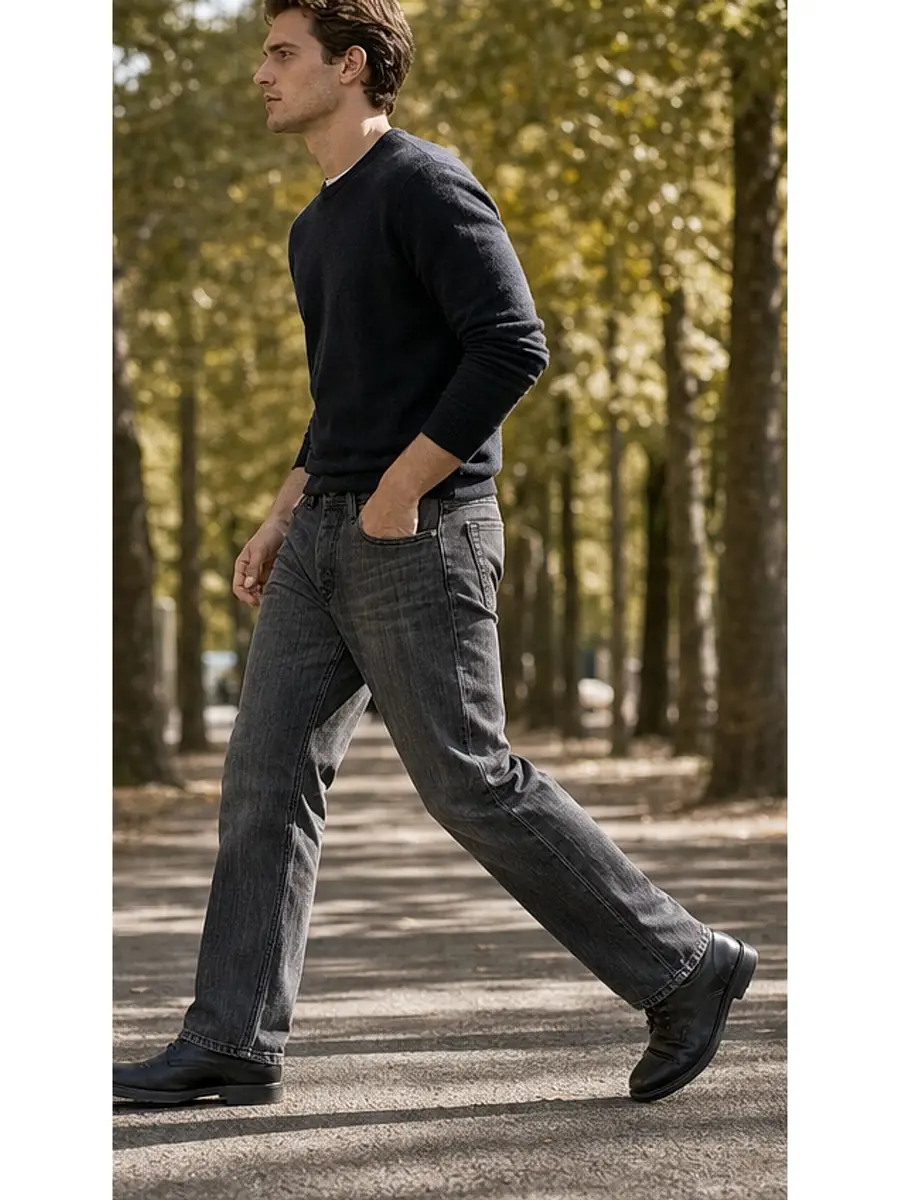 Regid Denim Dark Gray Mens vintage Regular Fit Jeans