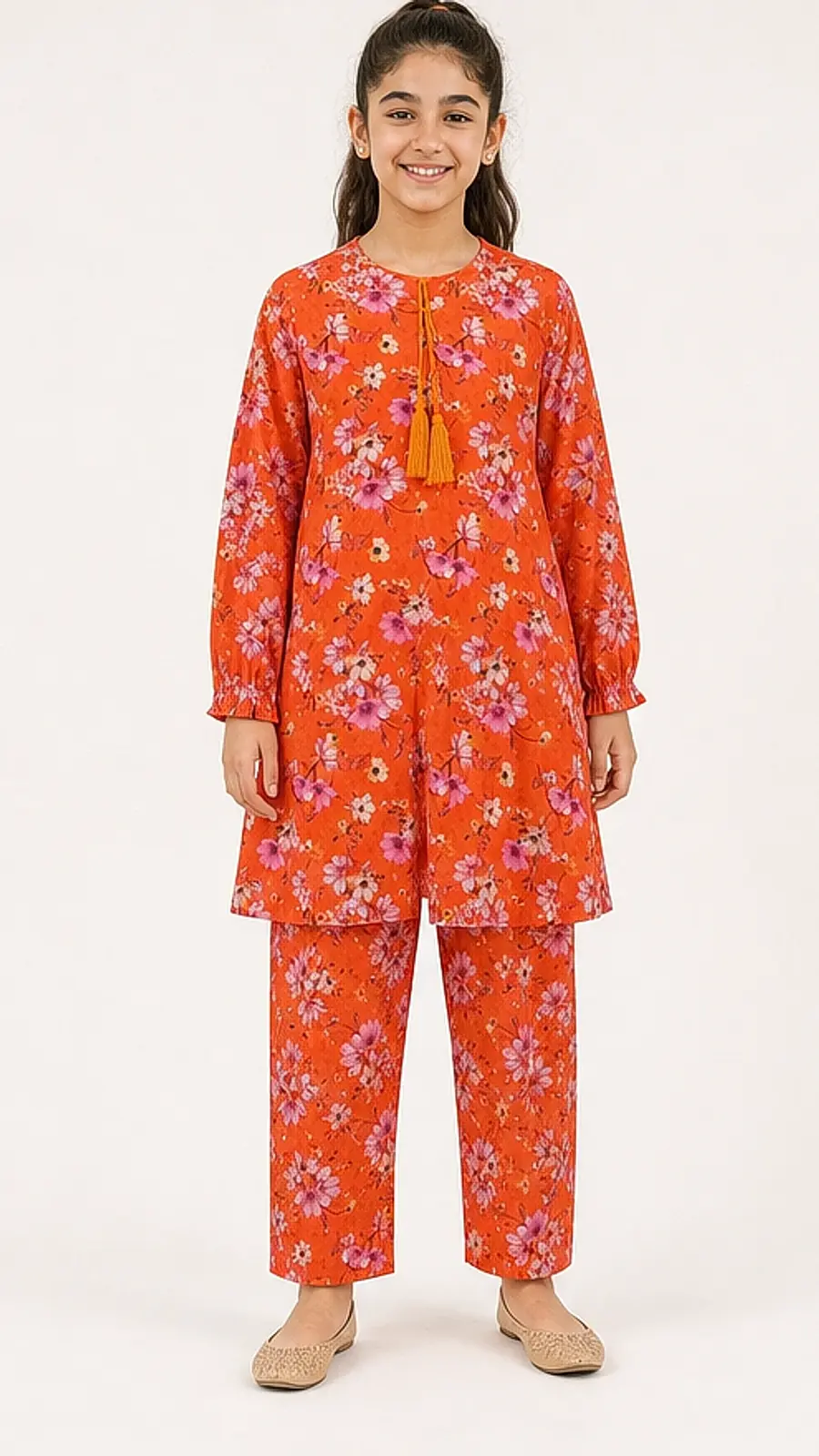 Girls Floral Tassel Co-Ord Set