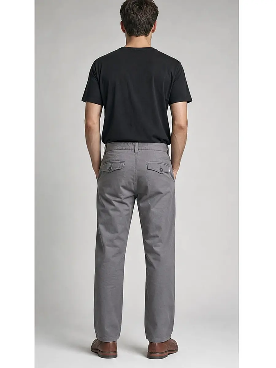 Cotton Canvas Gray Peach Finish Regular Fit Casual Pant